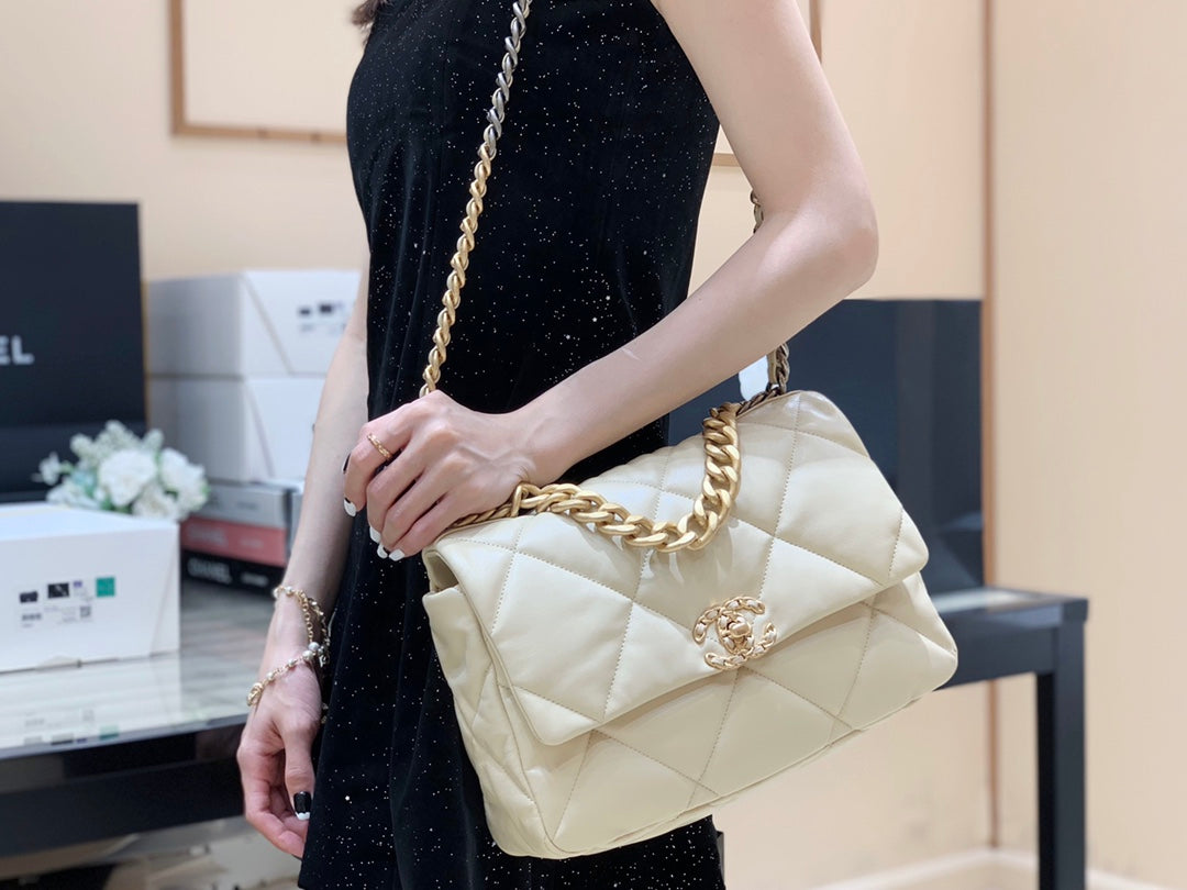 小香家-19Bag 米色金扣 中號