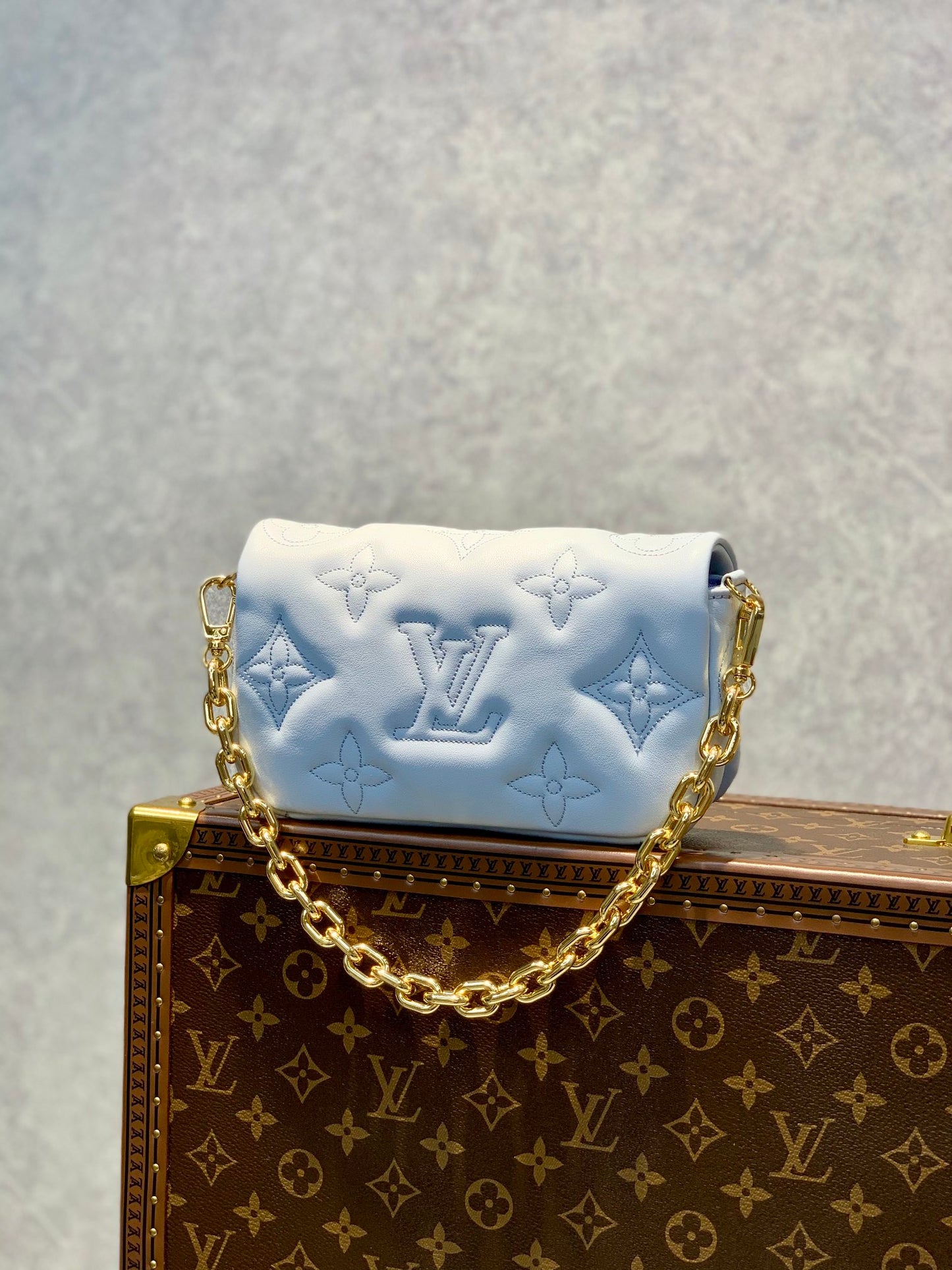 M81399 路L家-Wallet on Strap 手袋 鏈條包 淺藍色