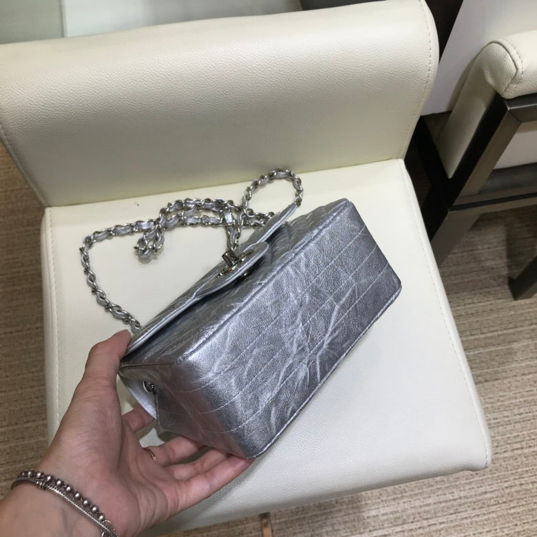 小香家-2018春夏 褶皺紋金屬皮 牛皮 CF包 17cm