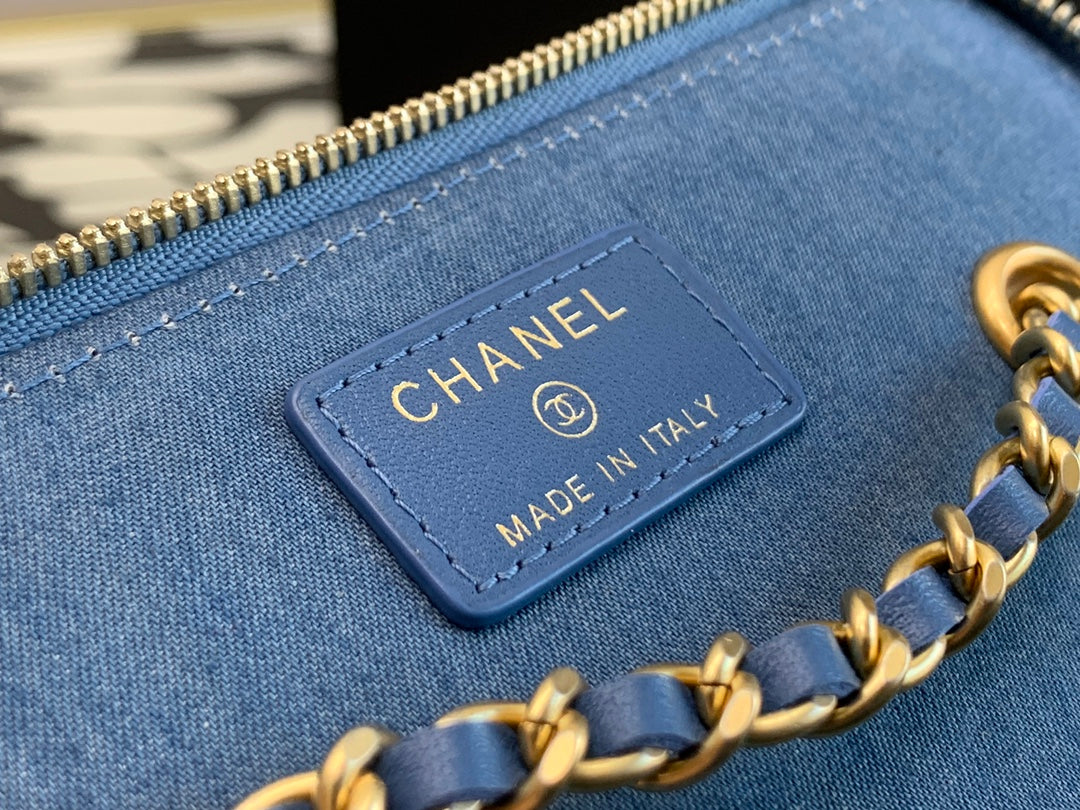 小香家-丹寧牛仔金球 方盒子 淺藍