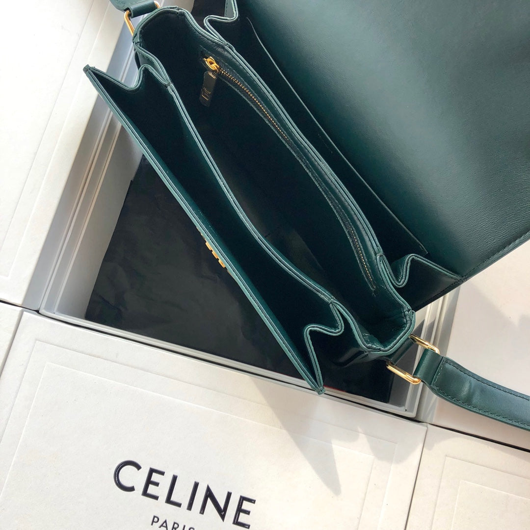 Celine TRIOMPHE 中號小牛皮-墨綠色