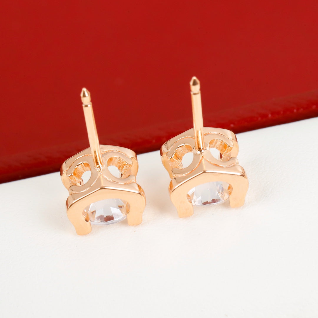 Cartier 牛角鑽石耳環-60分/一克拉