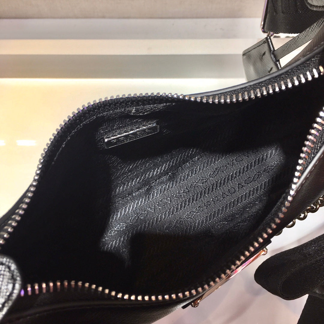 普P家-全皮三合一新款 nylon Hobo手拎腋下包 黑色