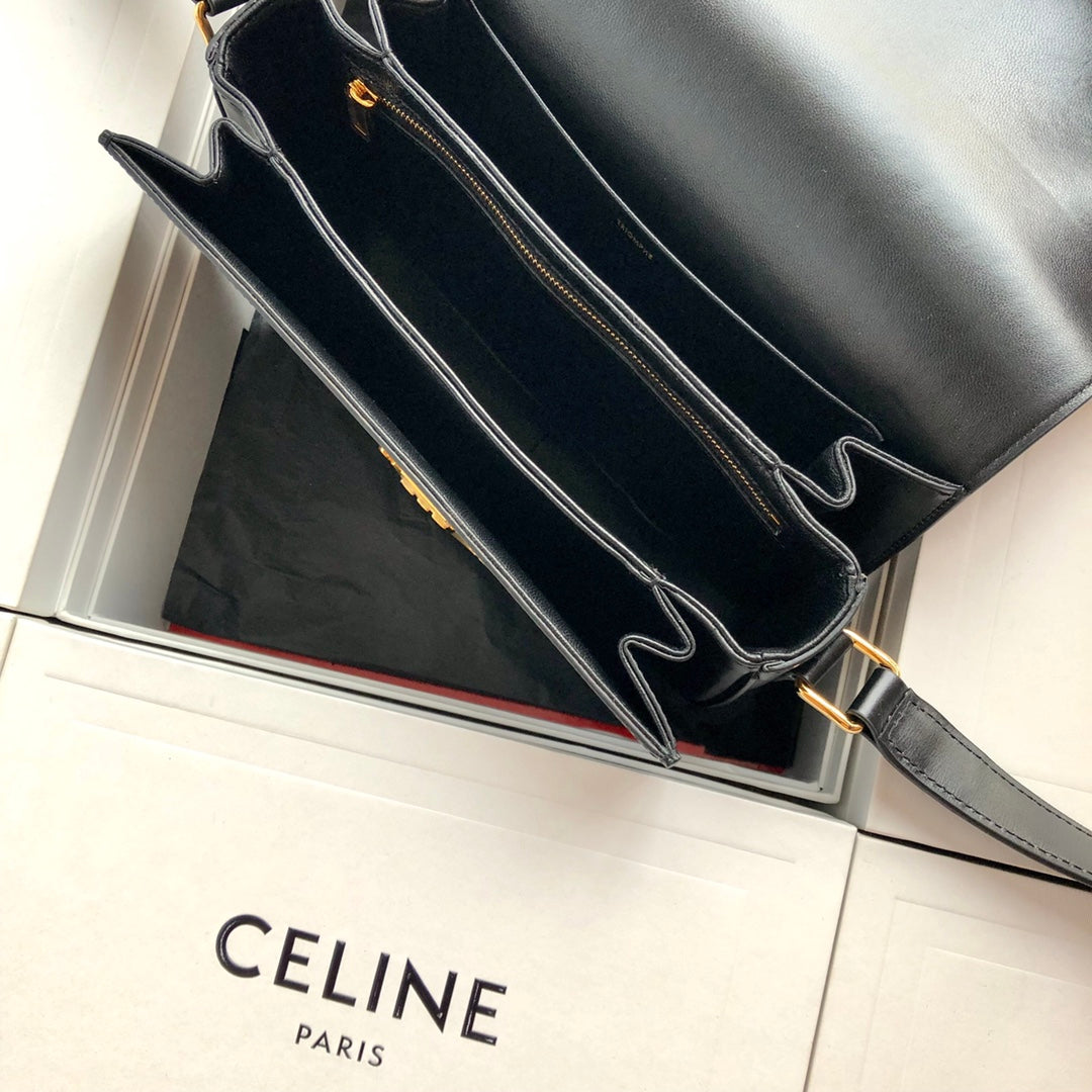 Celine TRIOMPHE 中號小牛皮-黑色