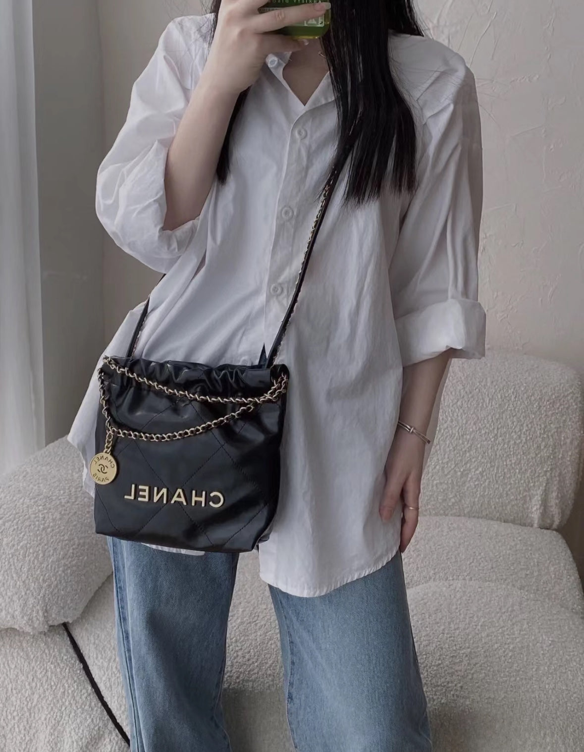小香家-23s 22Mini bag 原產皮 黑金