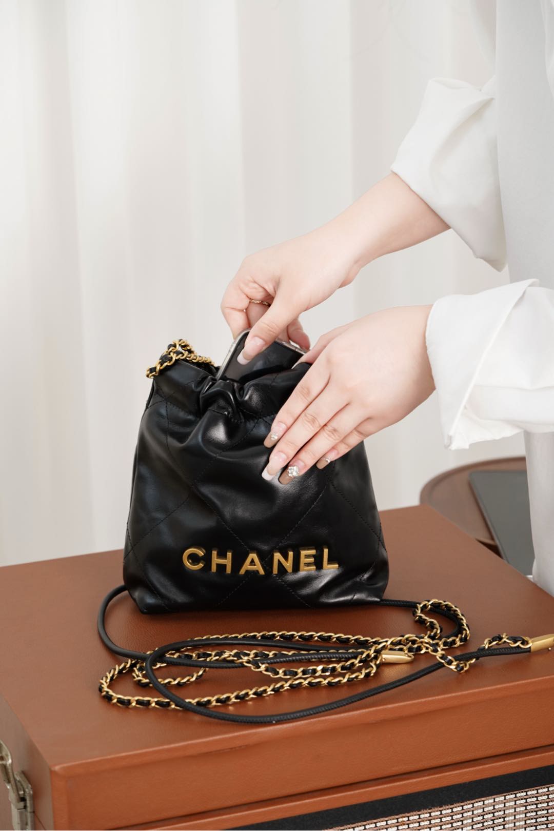 小香家-23s 22Mini bag 原產皮 黑金