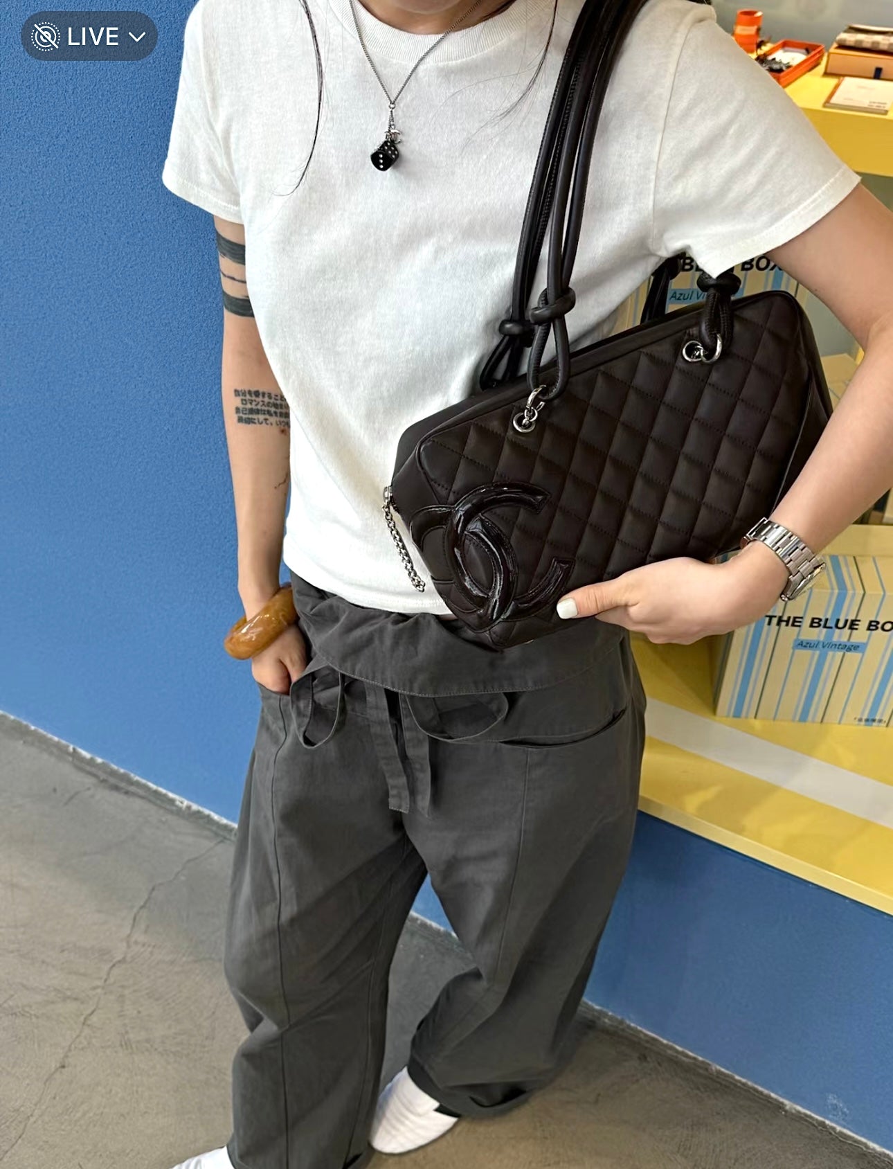 小香家-經典萬年款中古康鵬大號枕頭包(黑色LOGO)