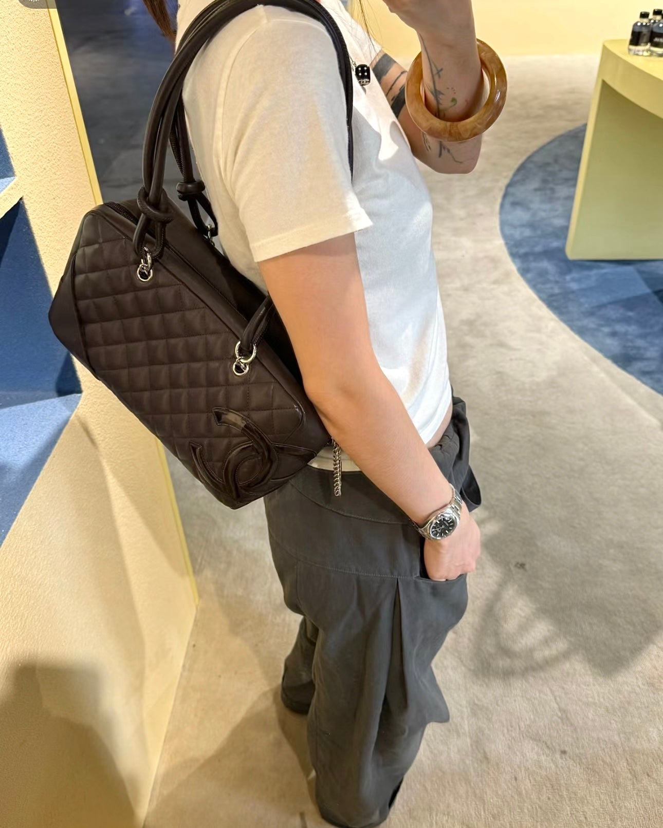 小香家-經典萬年款中古康鵬大號枕頭包(黑色LOGO)