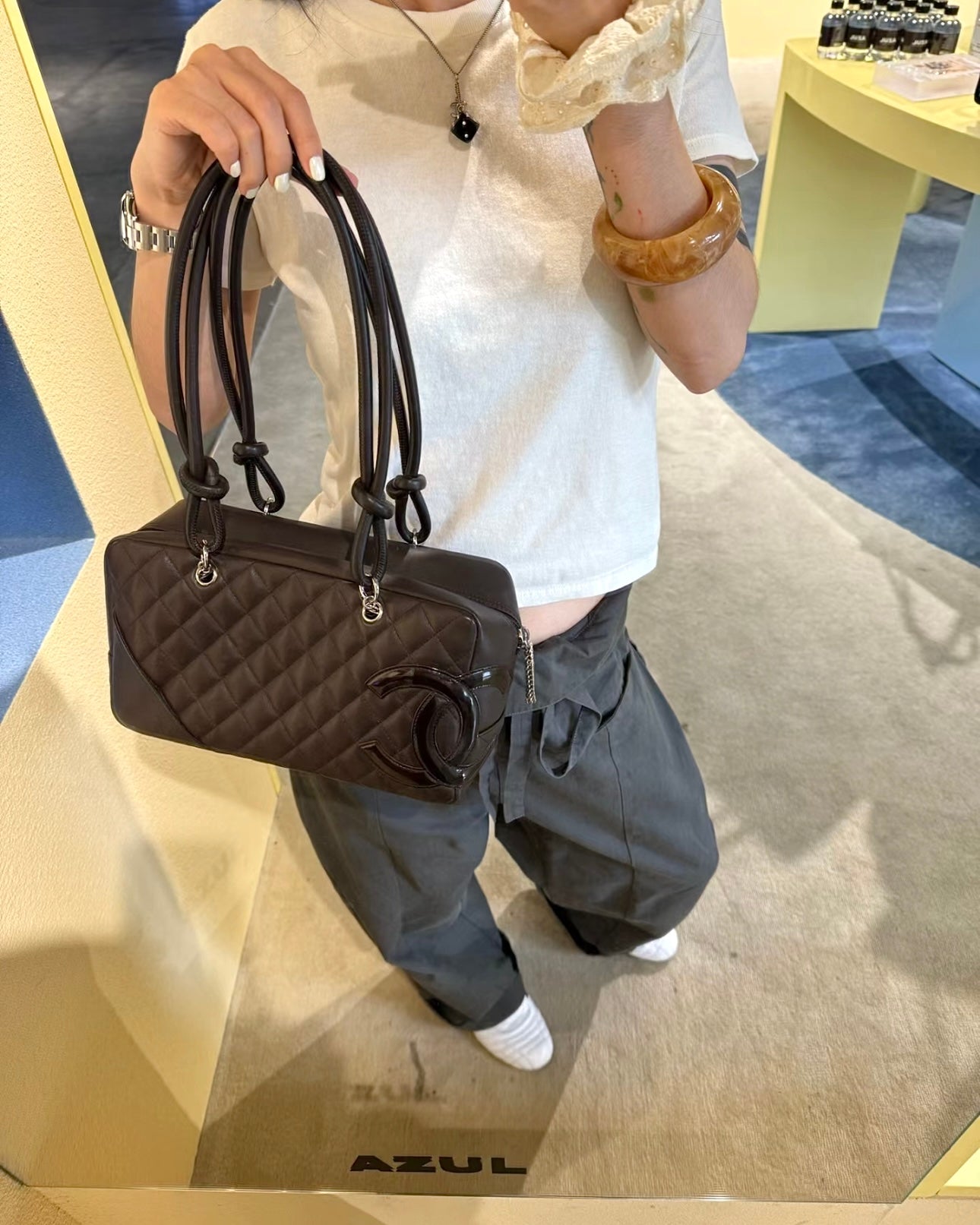 小香家-經典萬年款中古康鵬大號枕頭包(黑色LOGO)