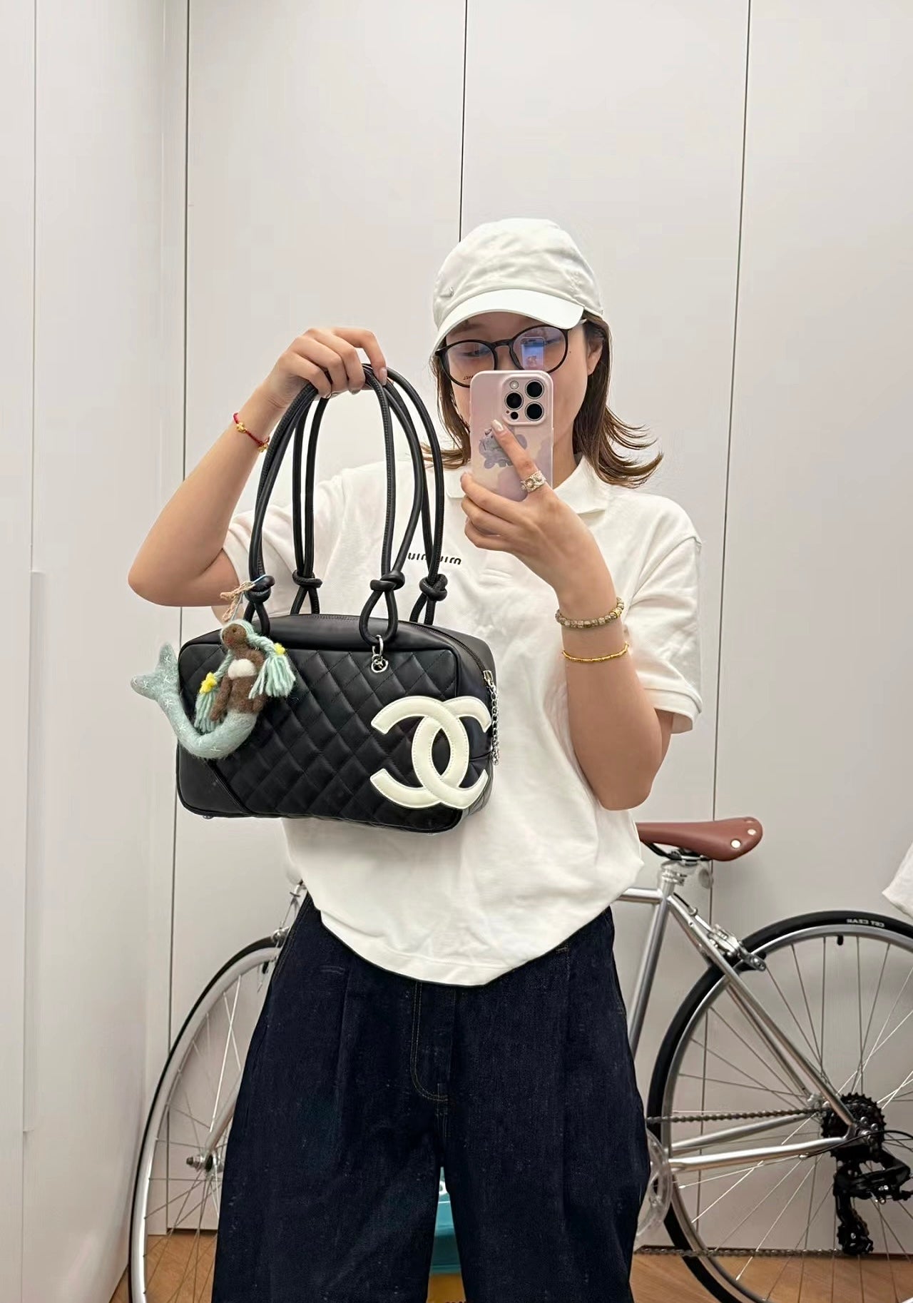 小香家-經典萬年款中古康鵬大號枕頭包(白色LOGO)