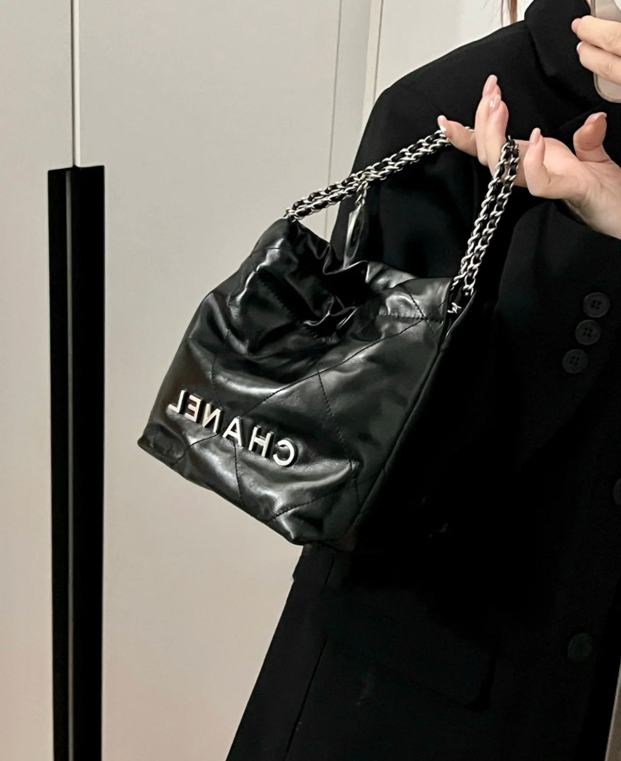 小香家-23S 22Bag Mini 黑色銀扣