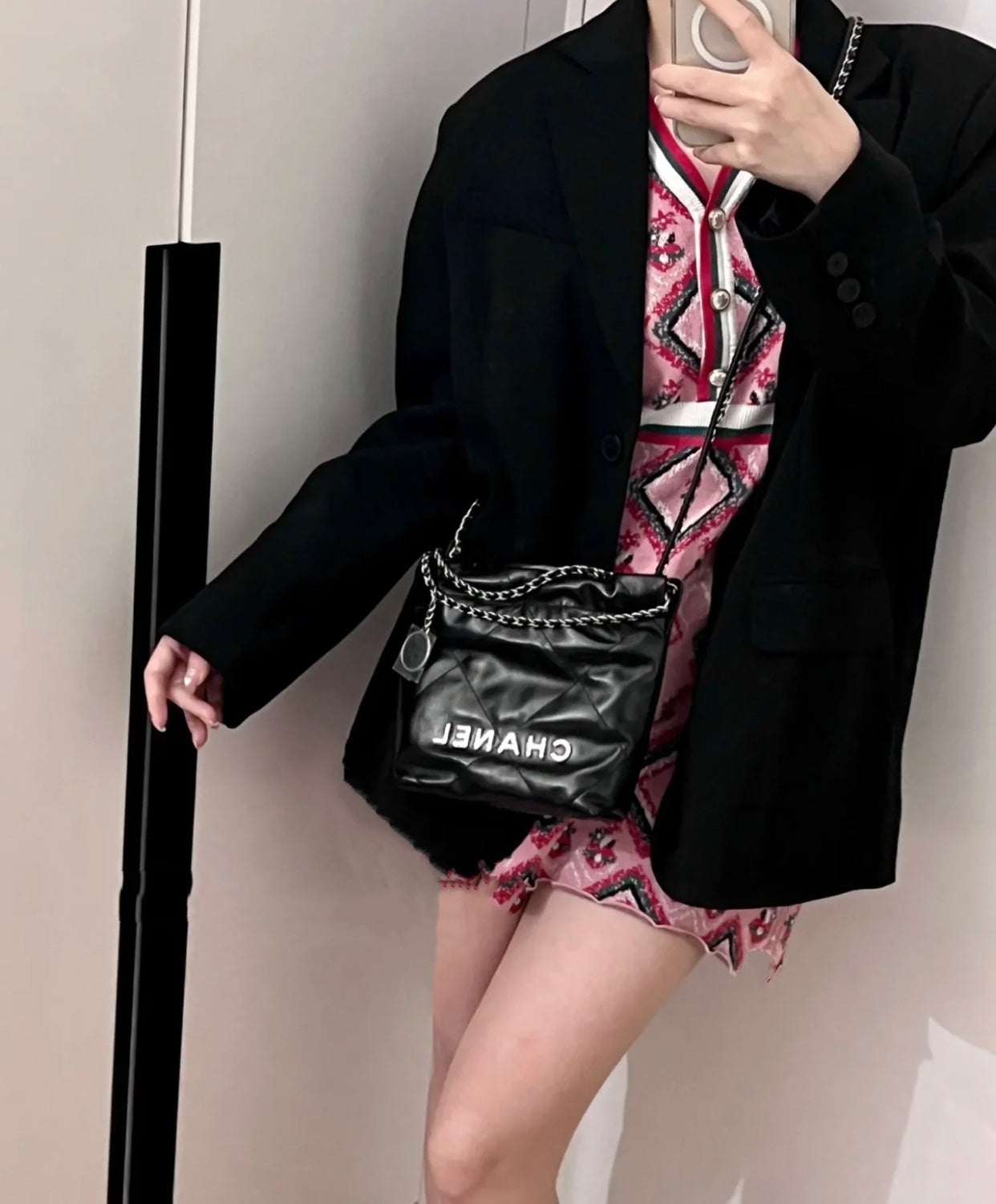 小香家-23S 22Bag Mini 黑色銀扣