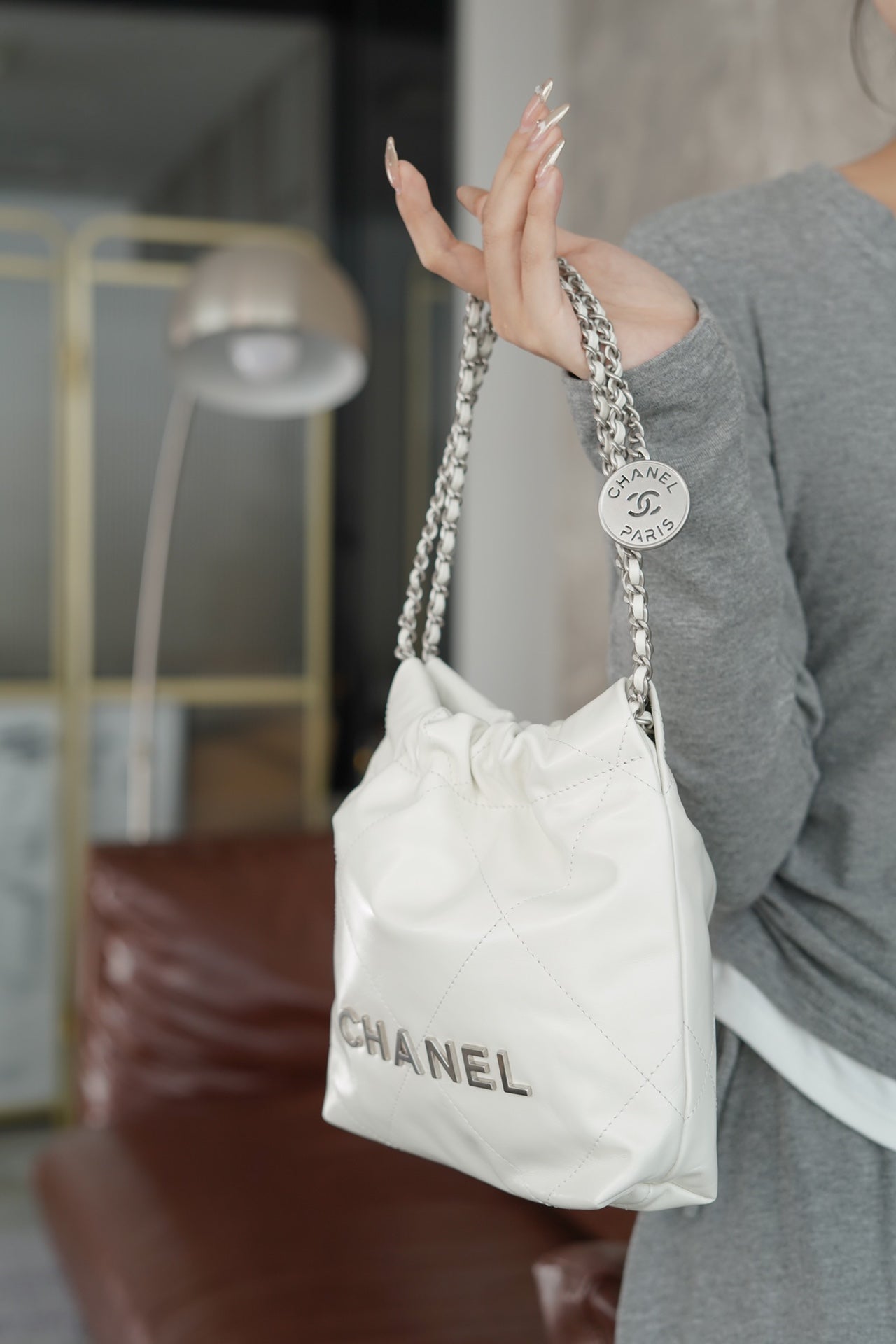 小香家-23S 22Bag Mini 白色銀扣