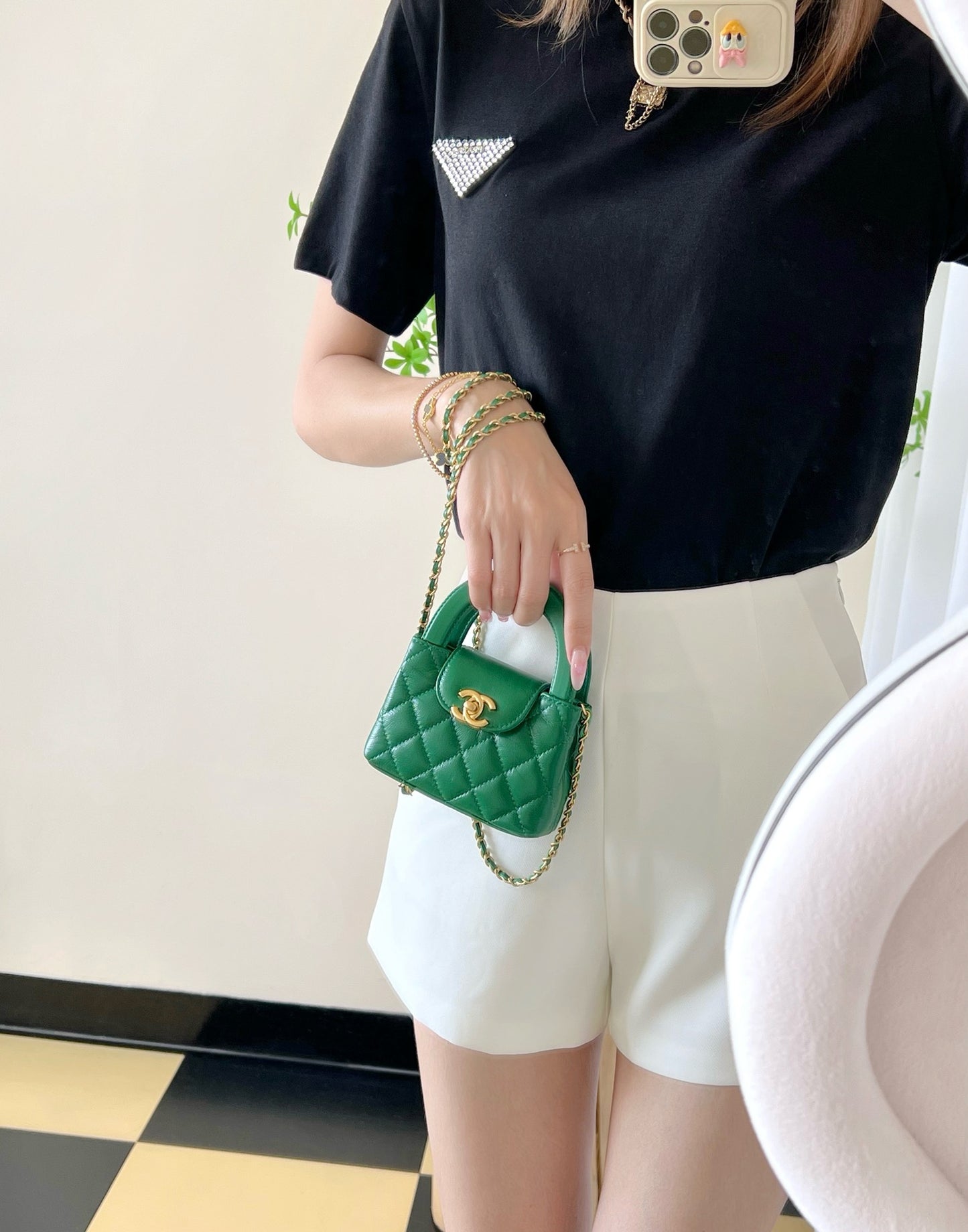 小香家-Kelly鏈條手提包Mini 翡翠綠
