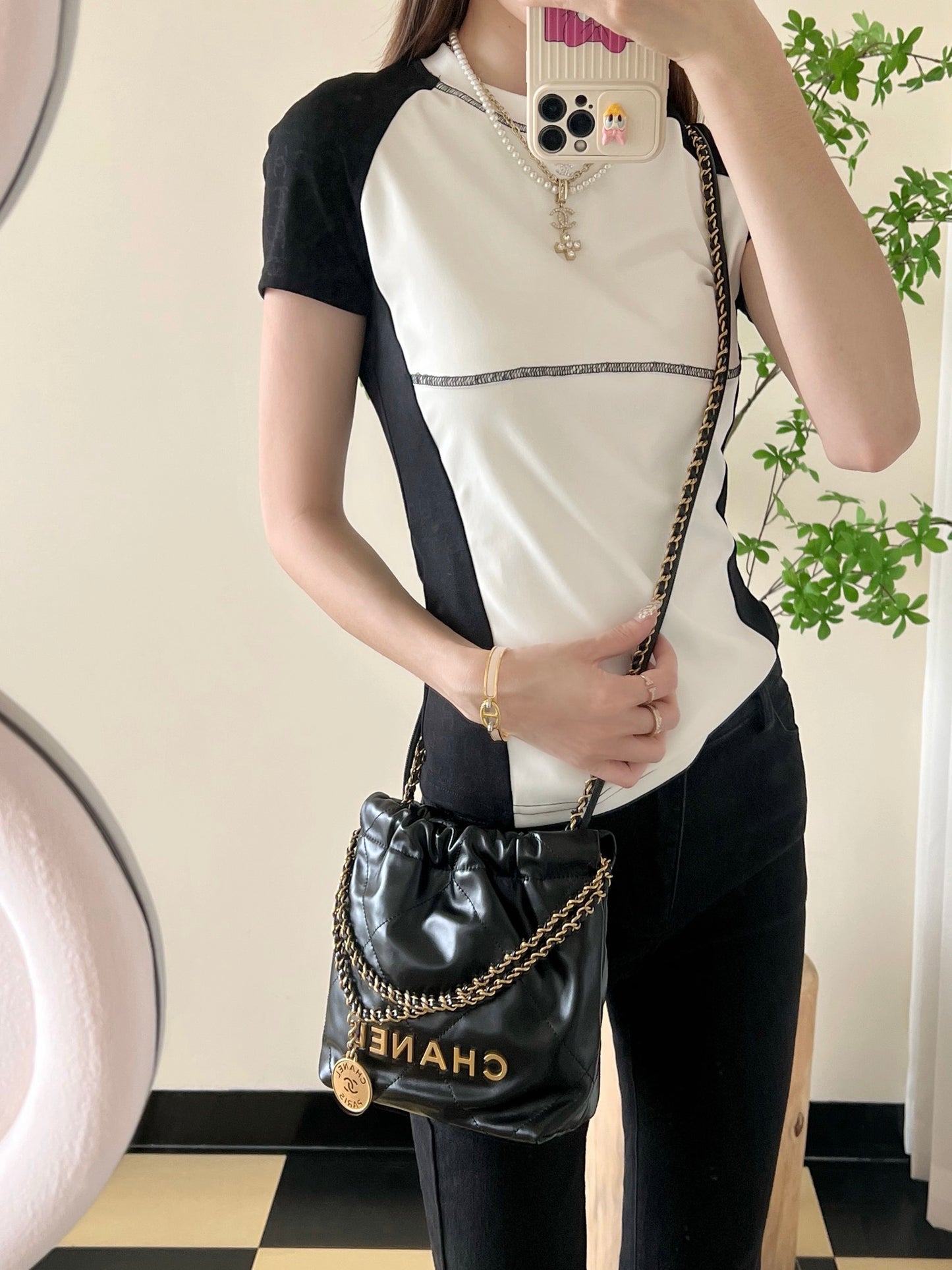 小香家-22Bag Mini 黑色金扣