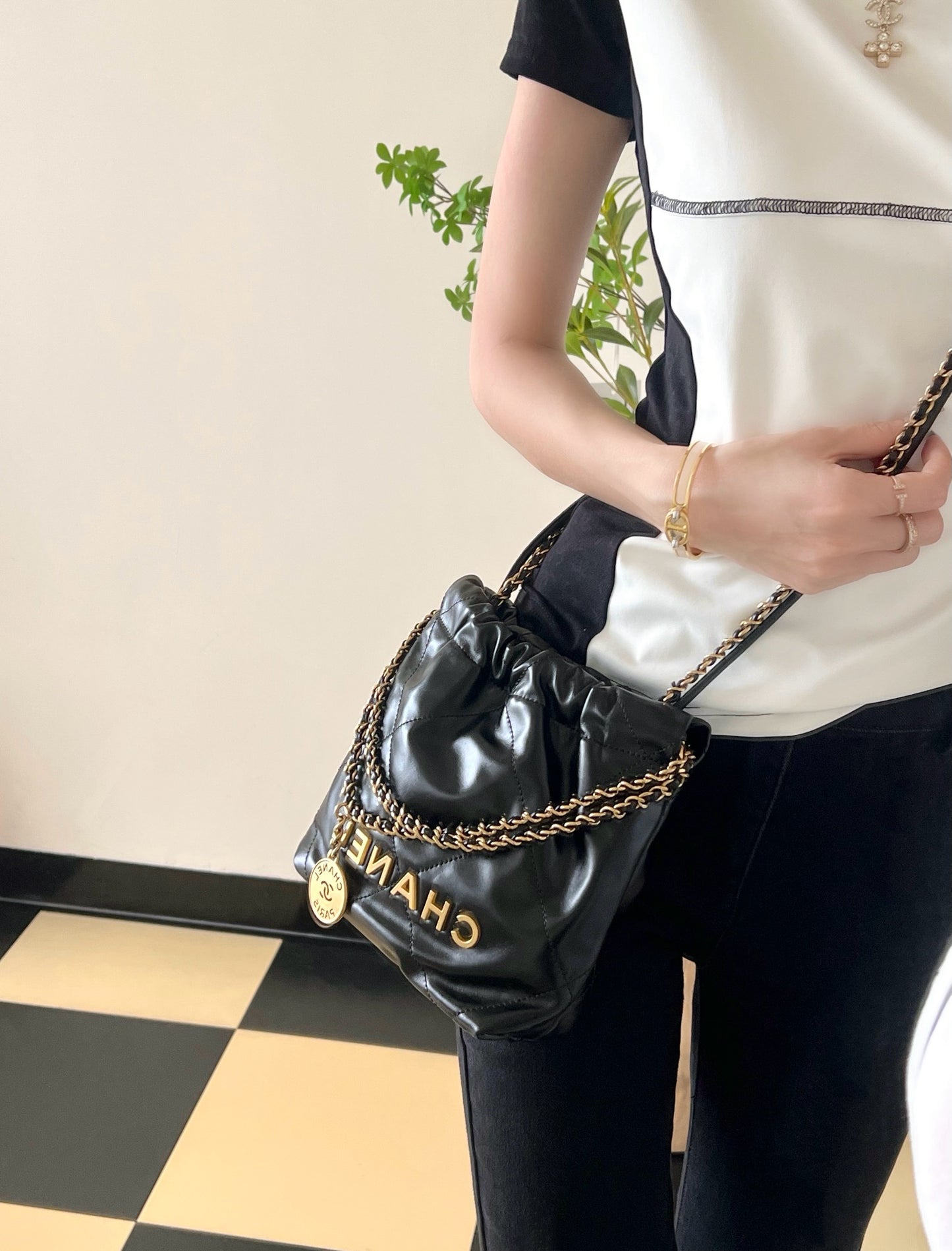小香家-22Bag Mini 黑色金扣