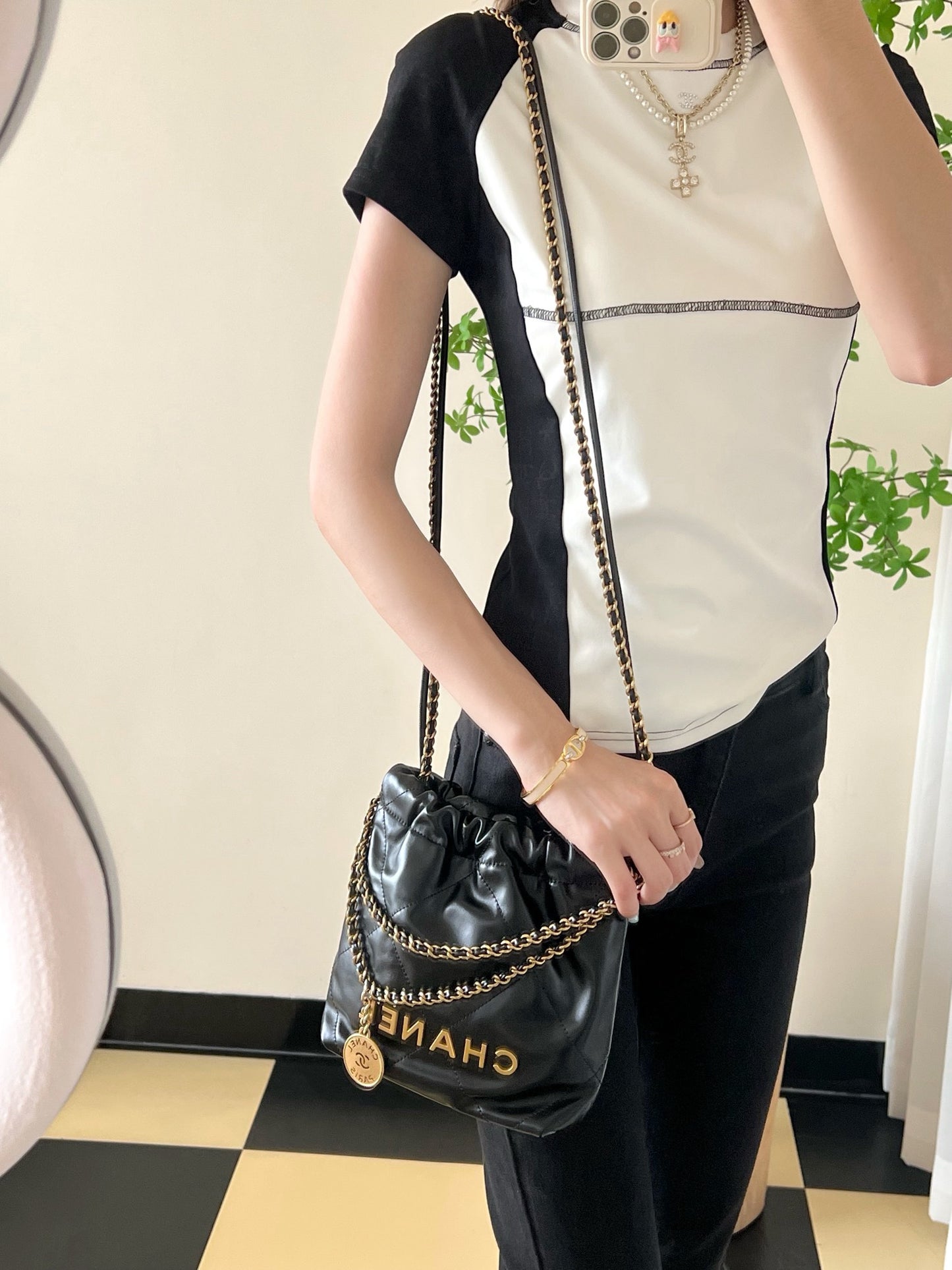 小香家-22Bag Mini 黑色金扣