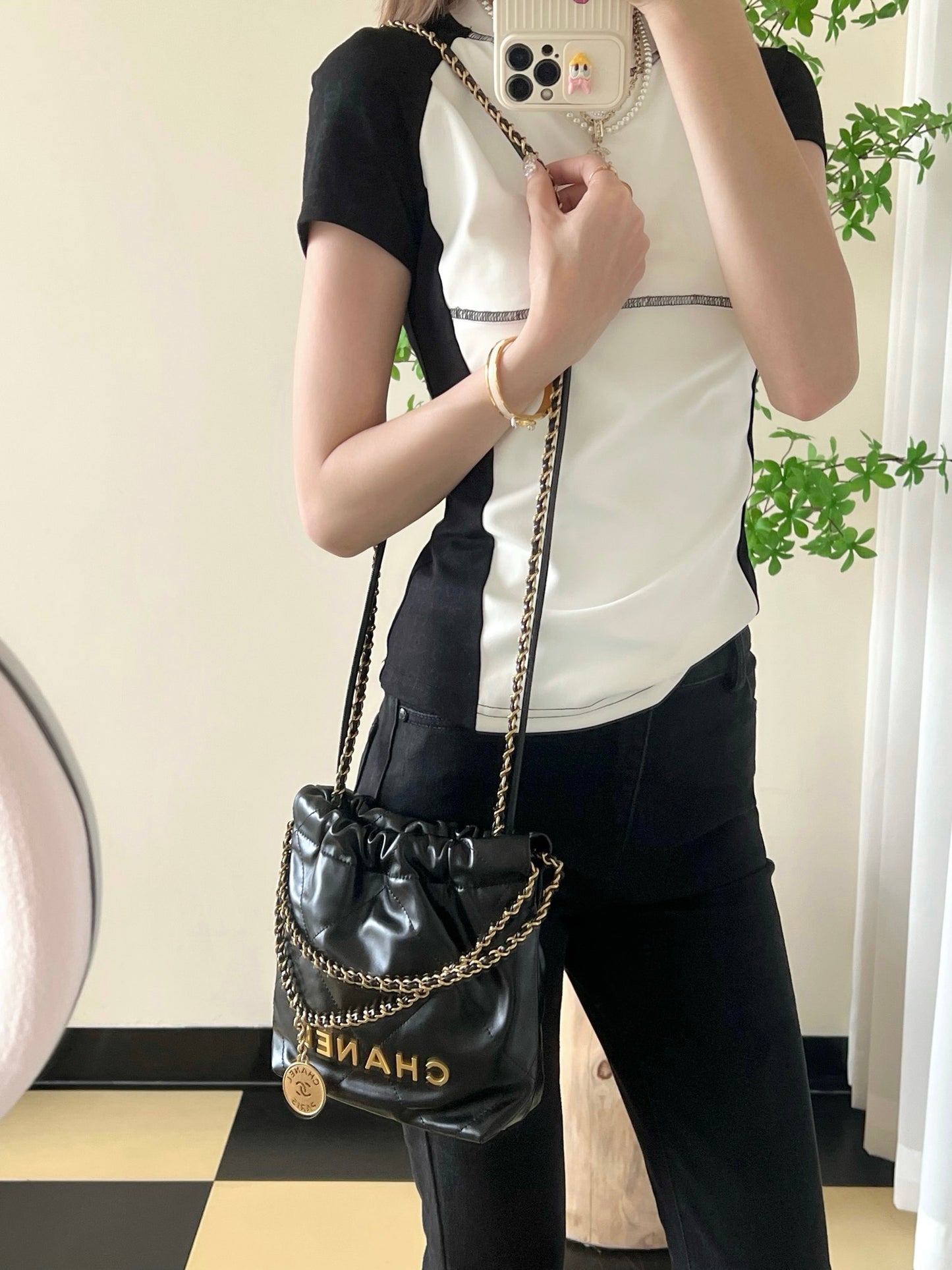 小香家-22Bag Mini 黑色金扣