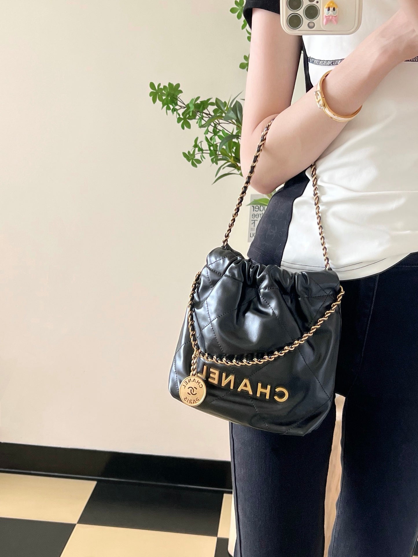 小香家-22Bag Mini 黑色金扣