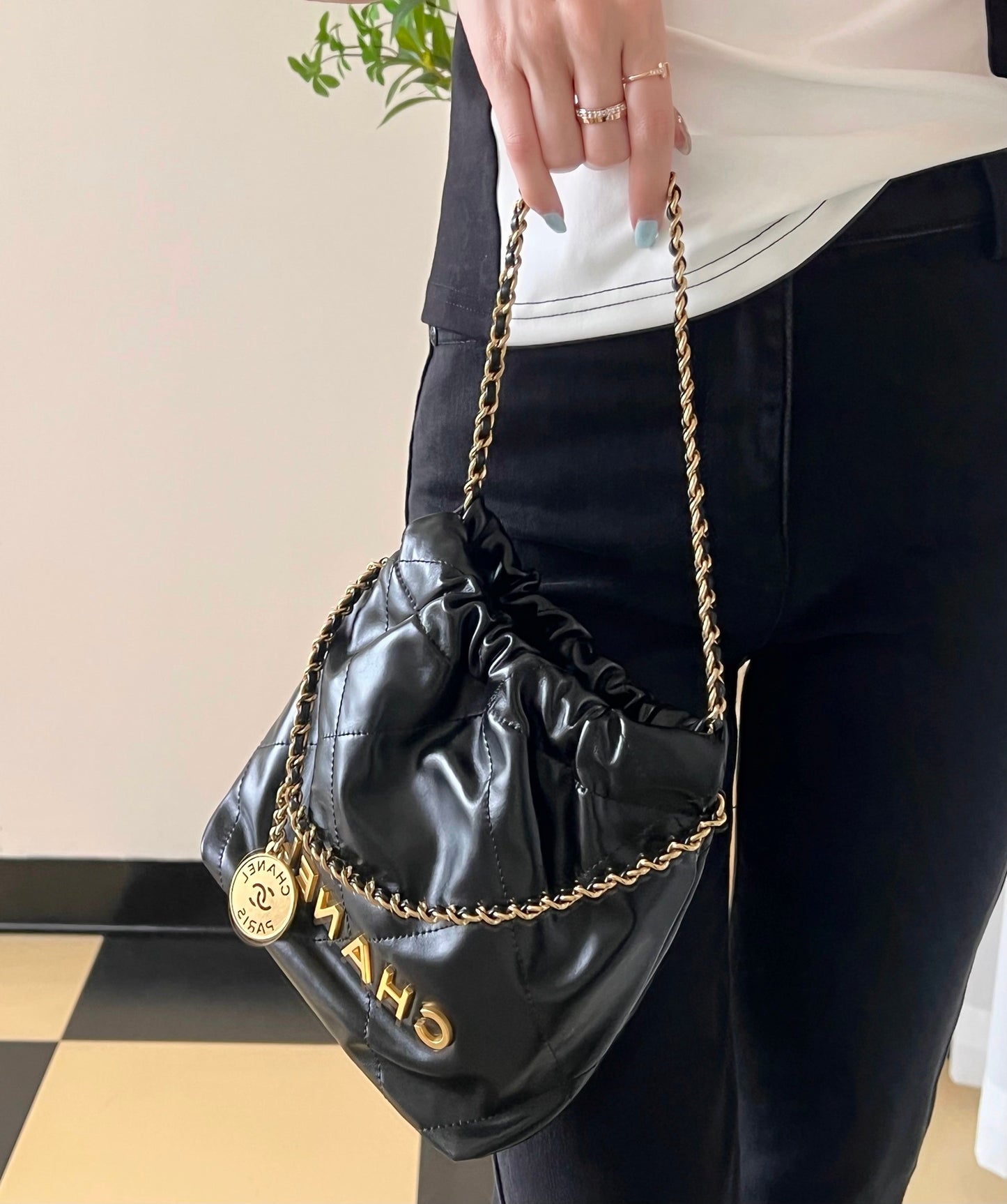 小香家-22Bag Mini 黑色金扣