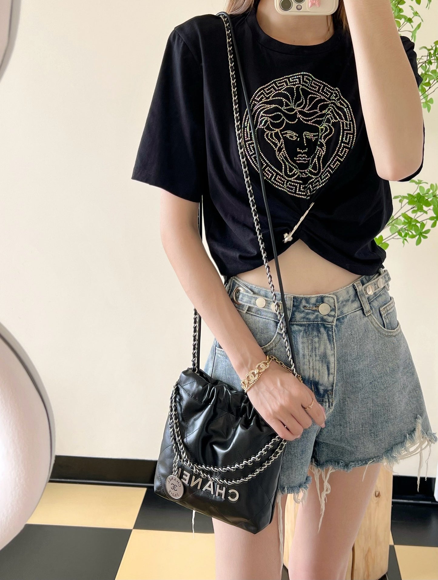 小香家-23S 22Bag Mini 黑色銀扣