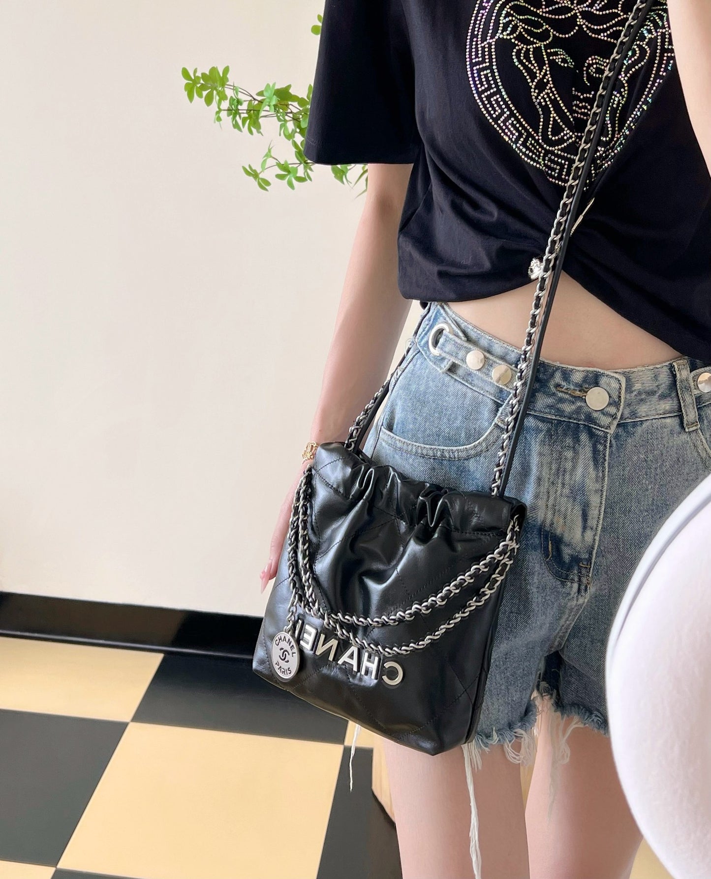 小香家-23S 22Bag Mini 黑色銀扣