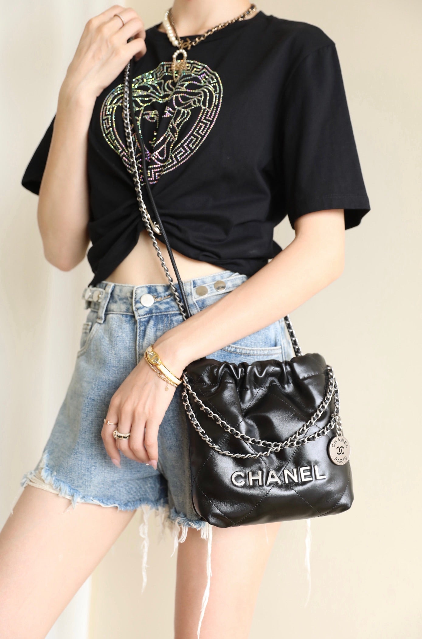 小香家-23S 22Bag Mini 黑色銀扣