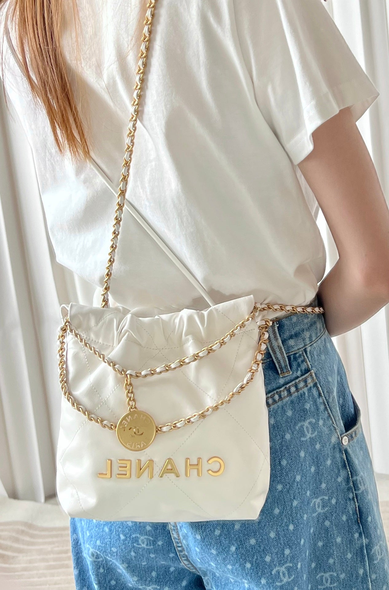 小香家-22Bag Mini 白色金扣