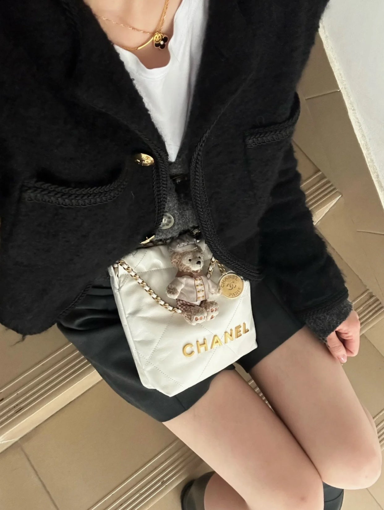 小香家-22Bag Mini 白色金扣