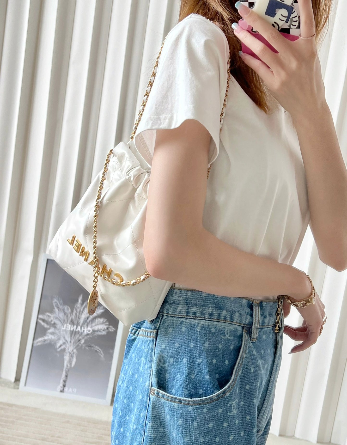 小香家-22Bag Mini 白色金扣