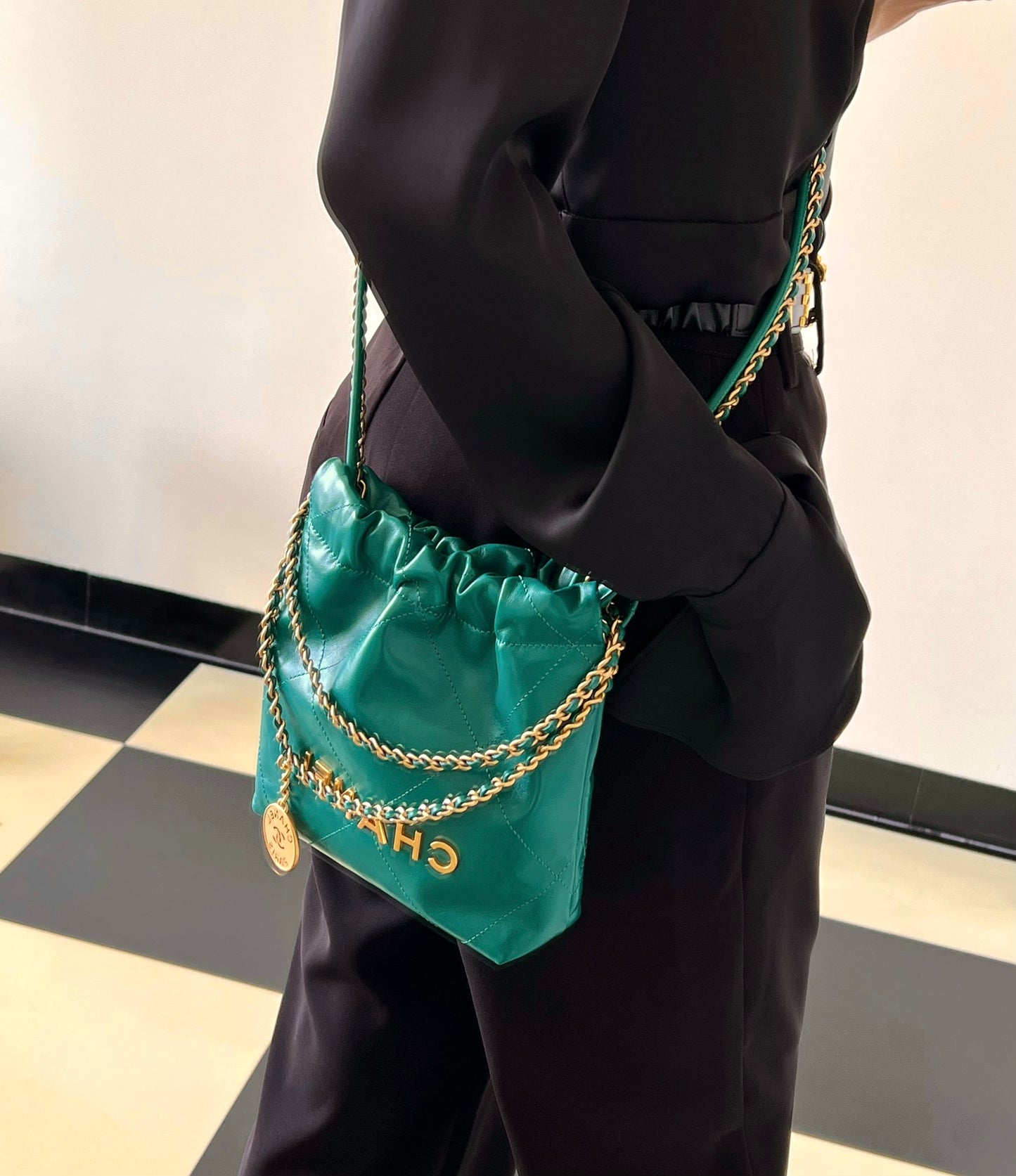 小香家-22Bag Mini 孔雀綠金扣