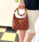 小香家-24A 手工坊亮面羊皮腋下包小號 焦糖色