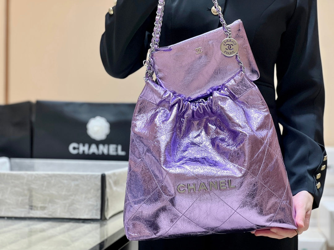 小香家-25C 22Bag 金屬皮 紫色
