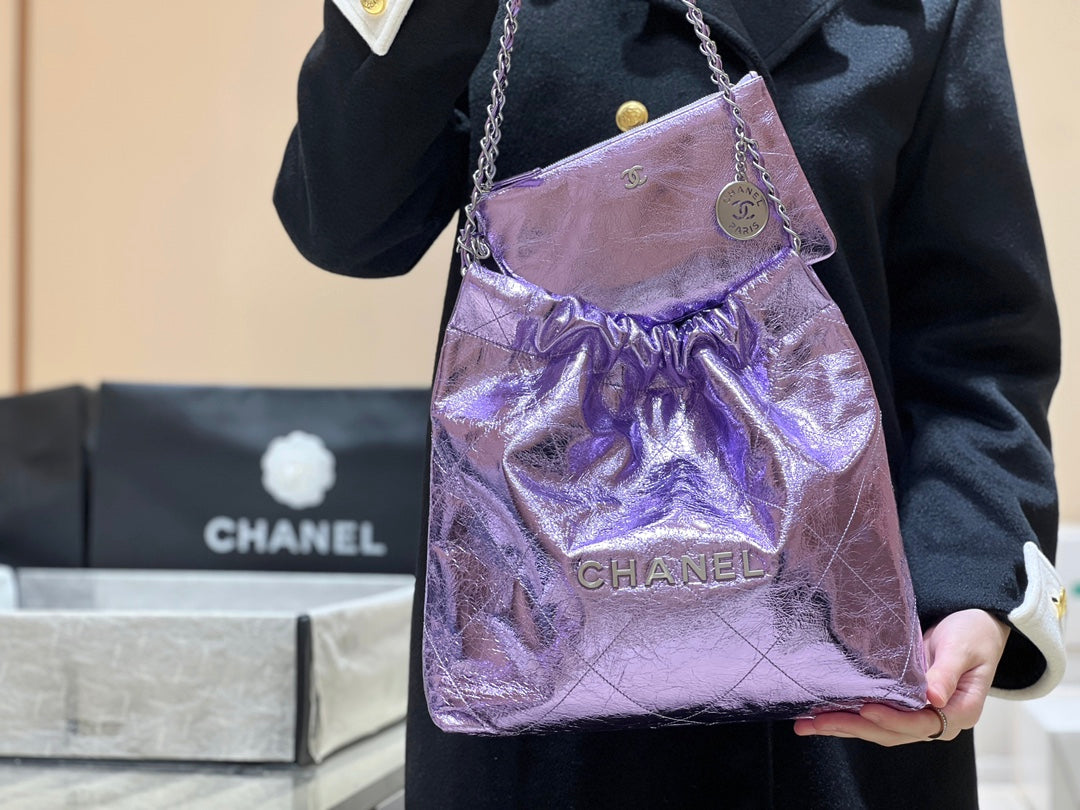 小香家-25C 22Bag 金屬皮 紫色