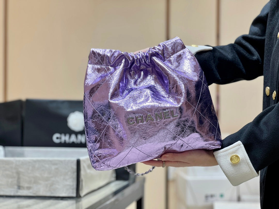 小香家-25C 22Bag 金屬皮 紫色