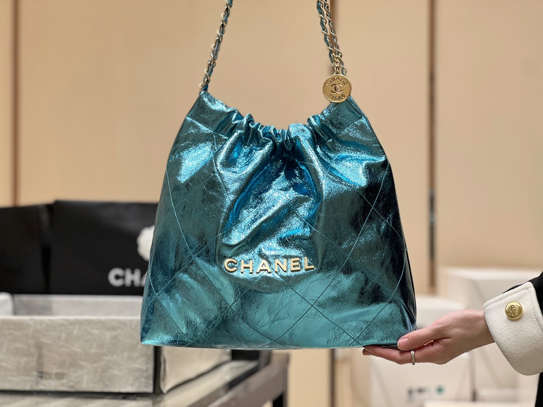 小香家-25C 22Bag 金屬皮 藍色