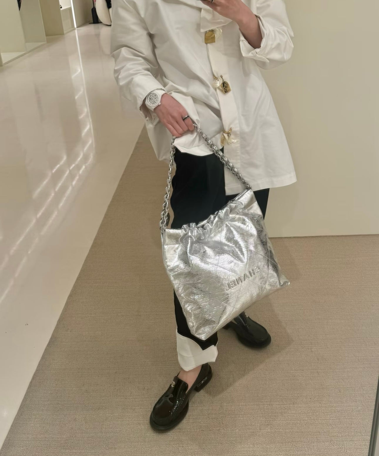 小香家-25C 22Bag 金屬皮 銀色