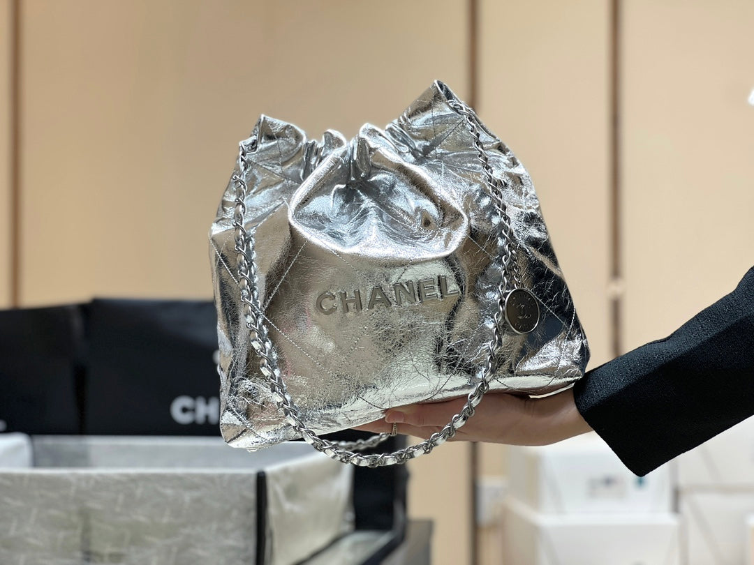 小香家-25C 22Bag 金屬皮 銀色