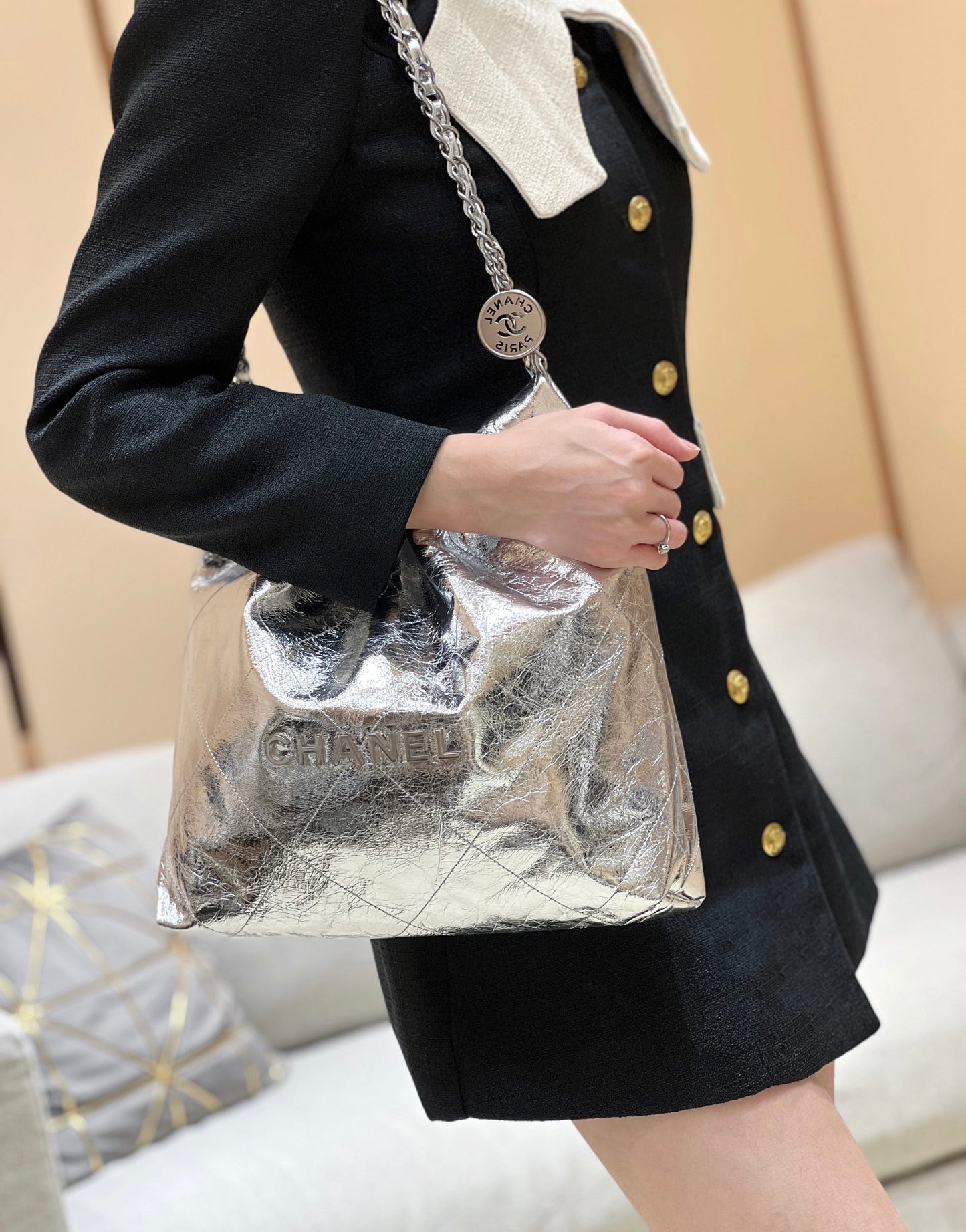 小香家-25C 22Bag 金屬皮 銀色