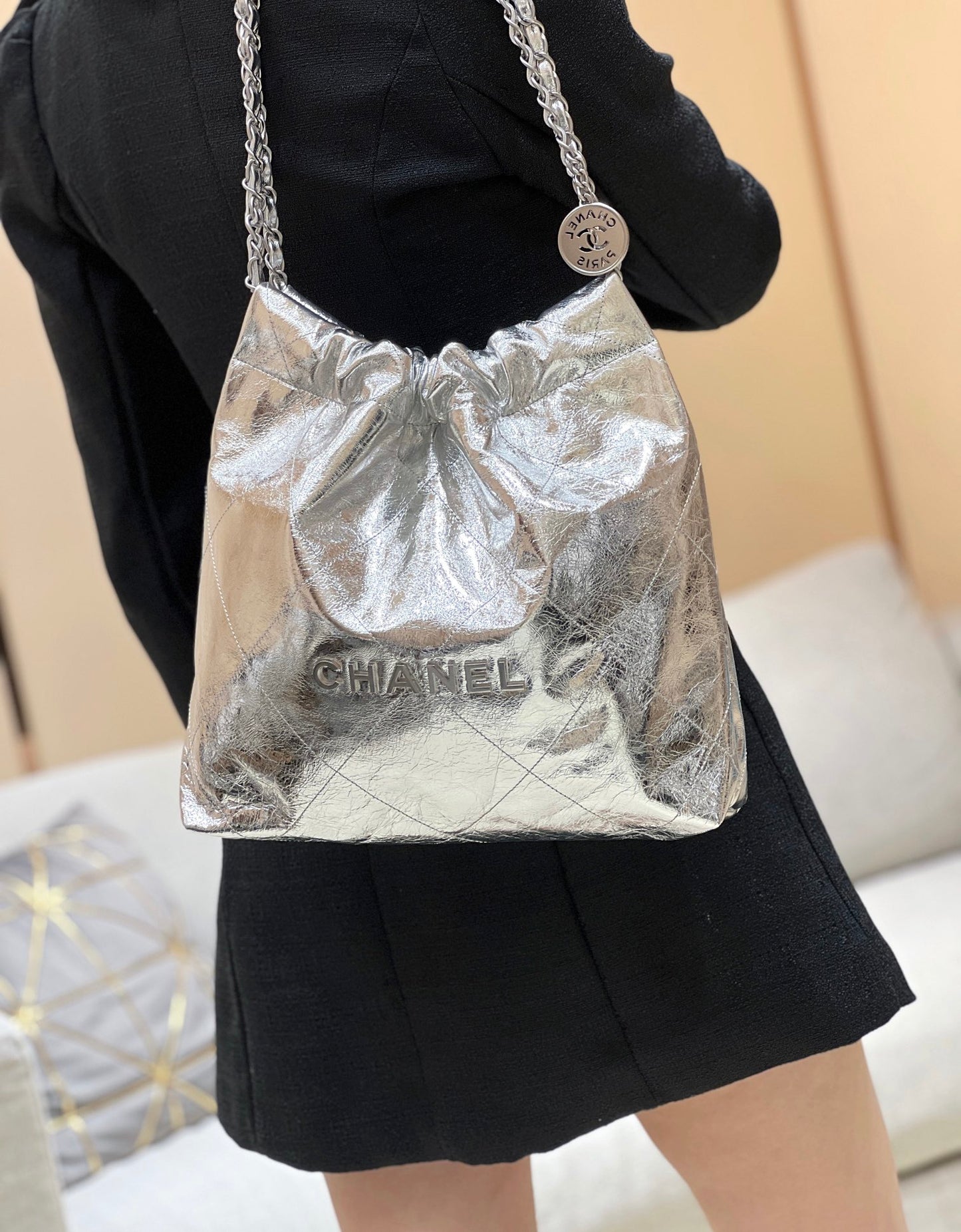 小香家-25C 22Bag 金屬皮 銀色
