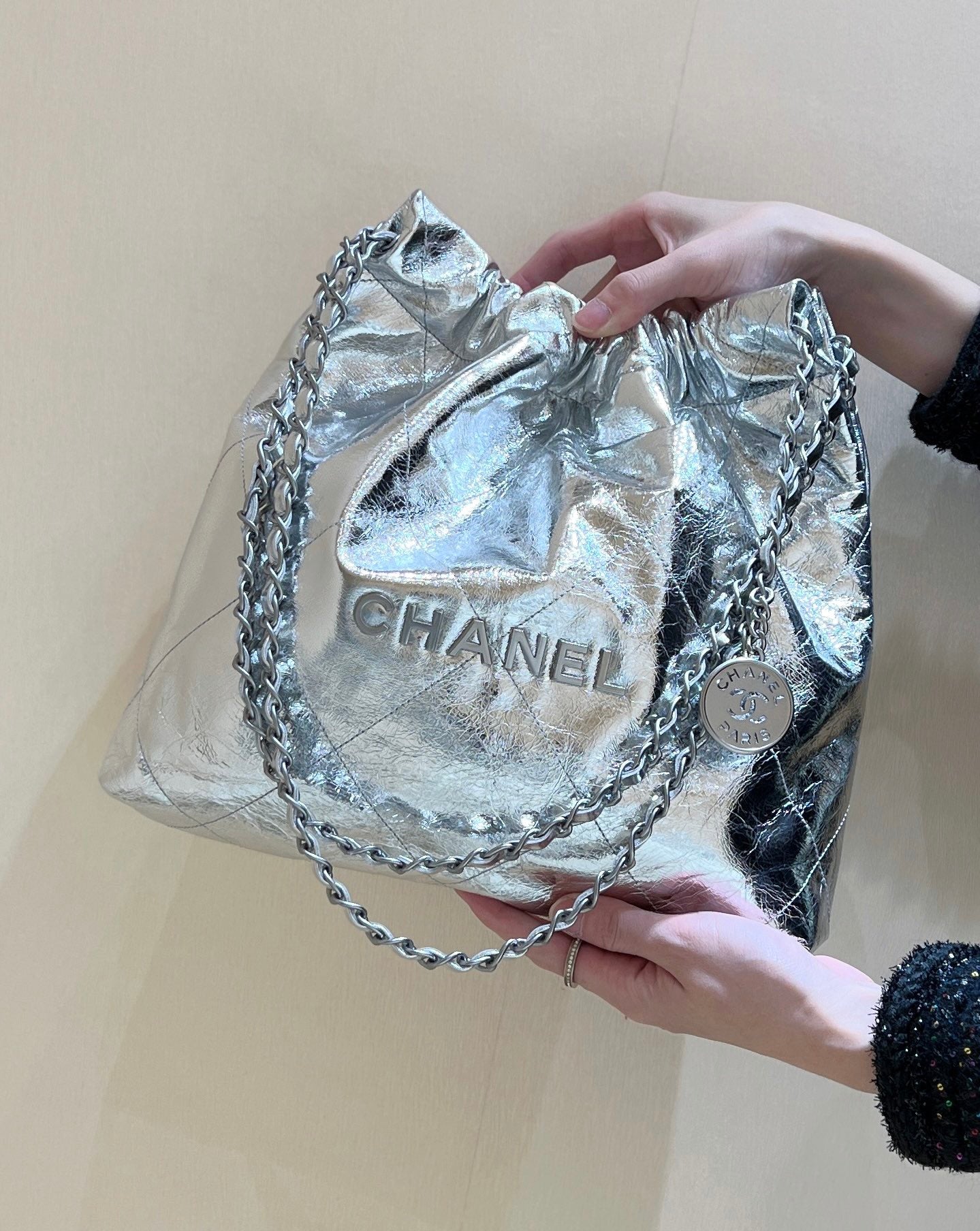 小香家-25C 22Bag 金屬皮 銀色