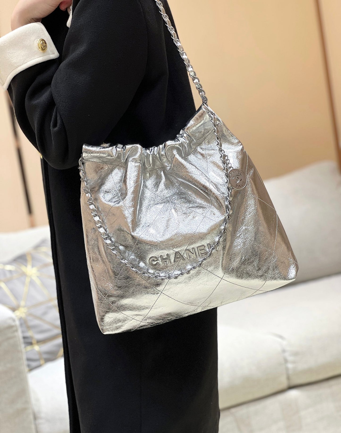 小香家-25C 22Bag 金屬皮 銀色