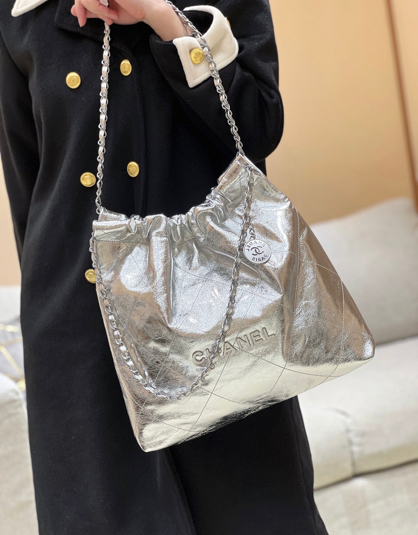 小香家-25C 22Bag 金屬皮 銀色