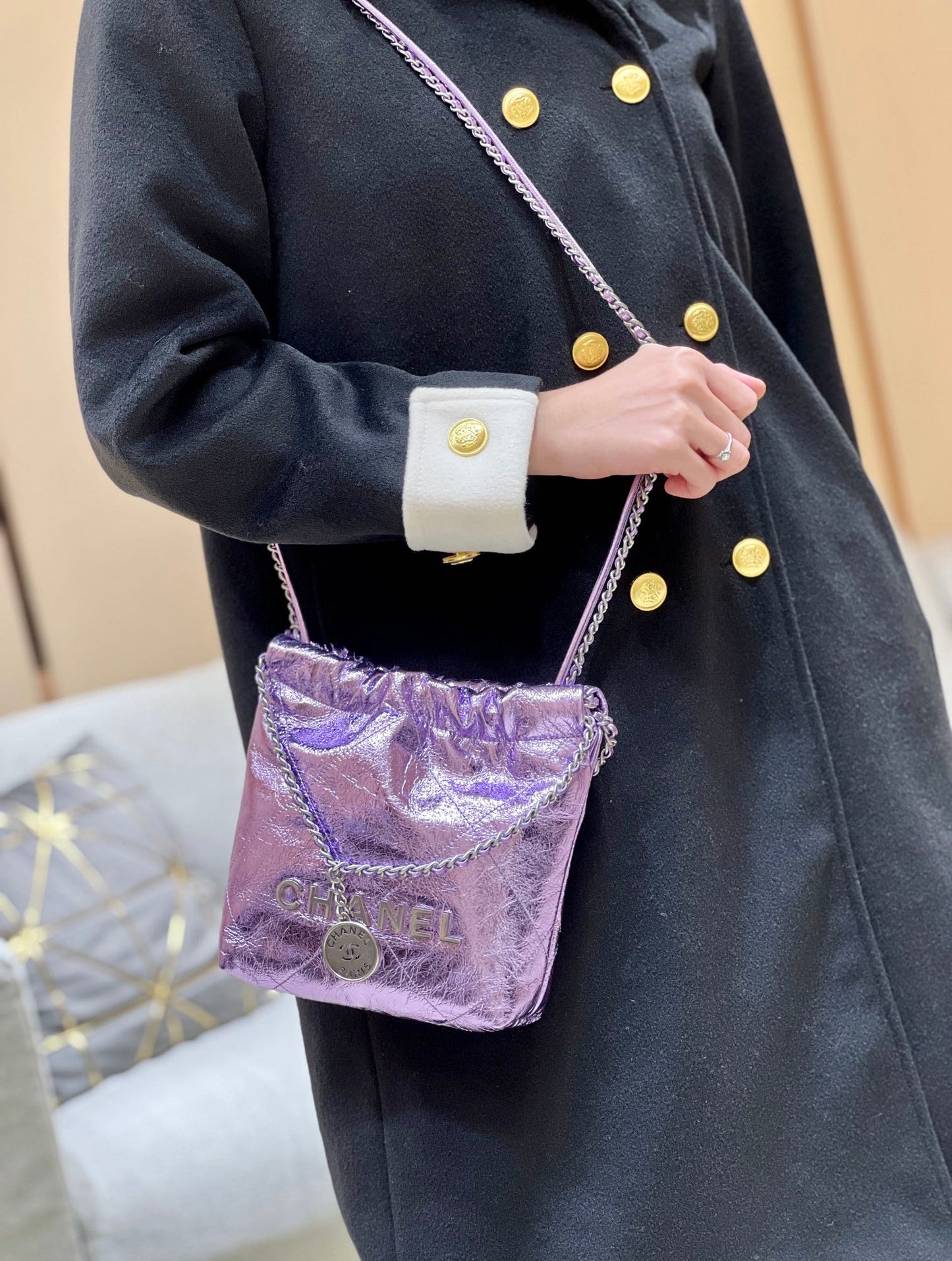 小香家-25C 22Bag Mini金屬皮 紫色