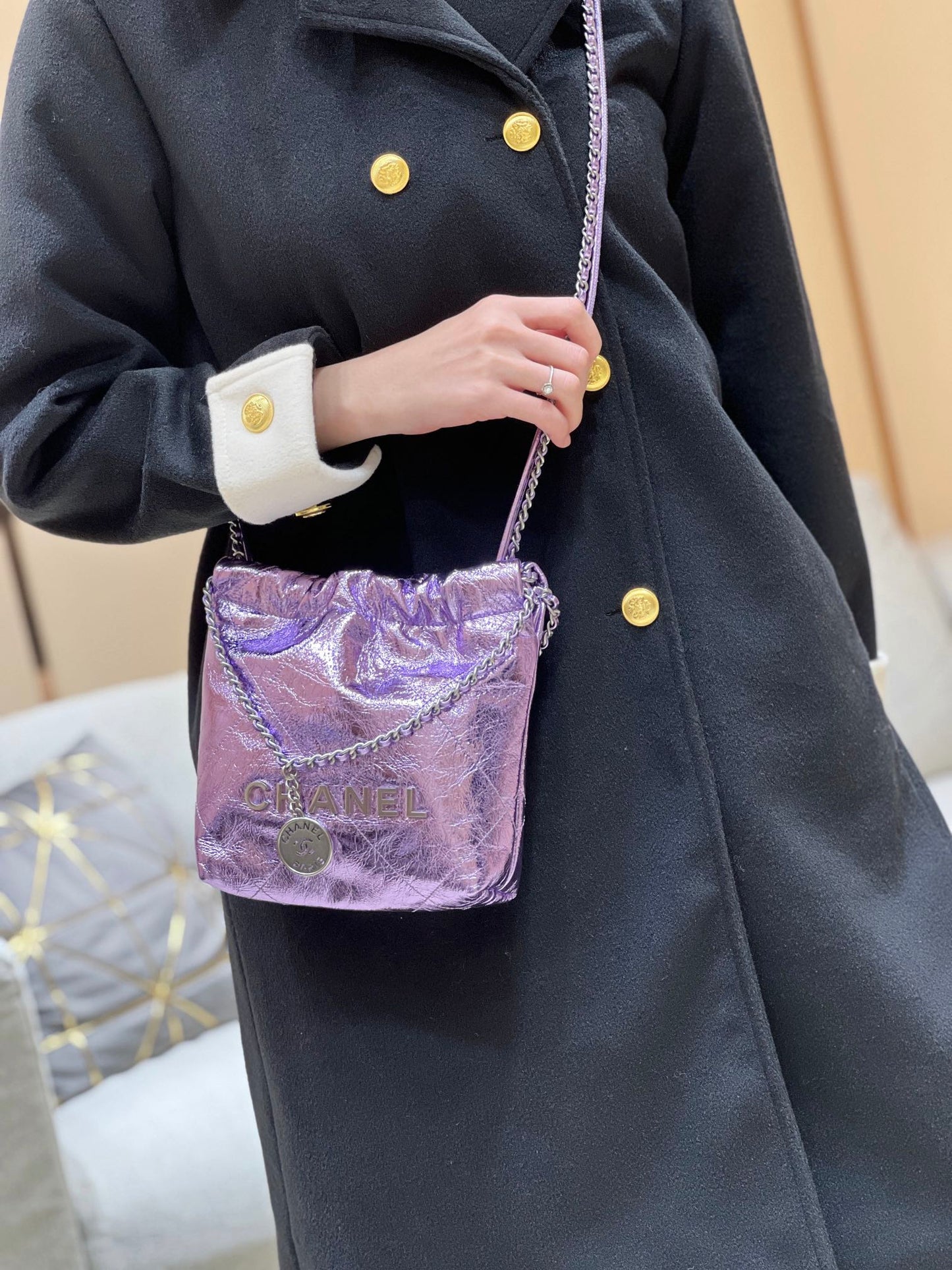 小香家-25C 22Bag Mini金屬皮 紫色