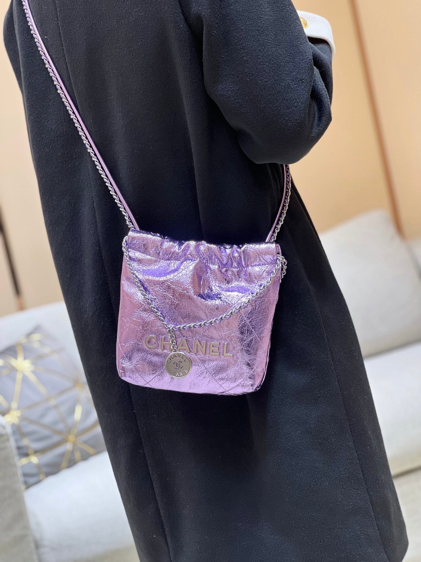 小香家-25C 22Bag Mini金屬皮 紫色