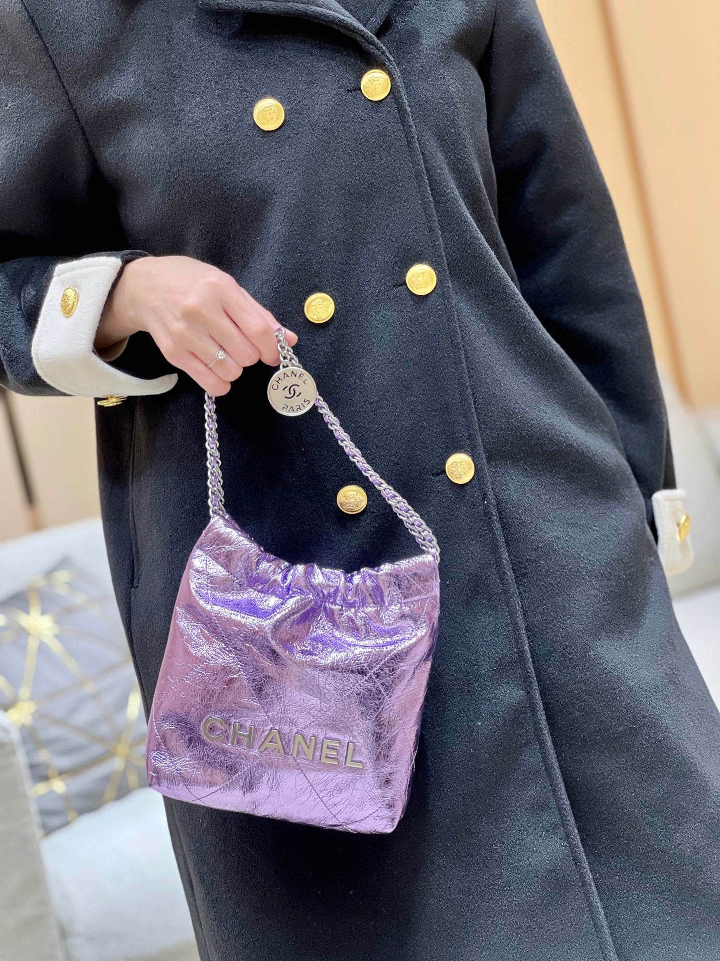 小香家-25C 22Bag Mini金屬皮 紫色