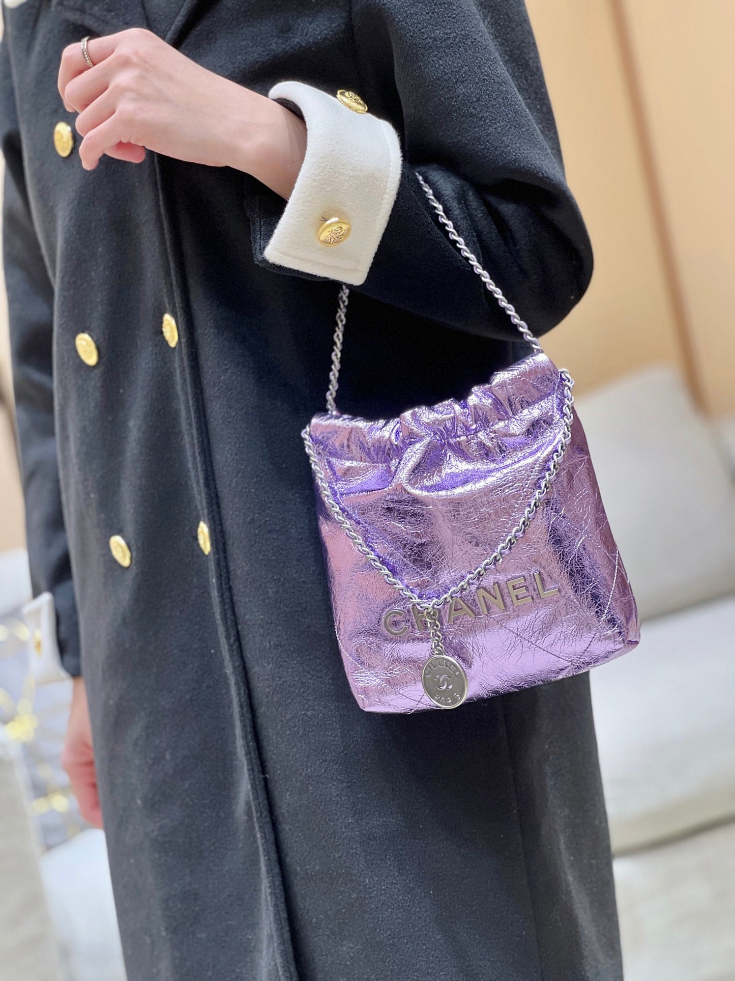 小香家-25C 22Bag Mini金屬皮 紫色