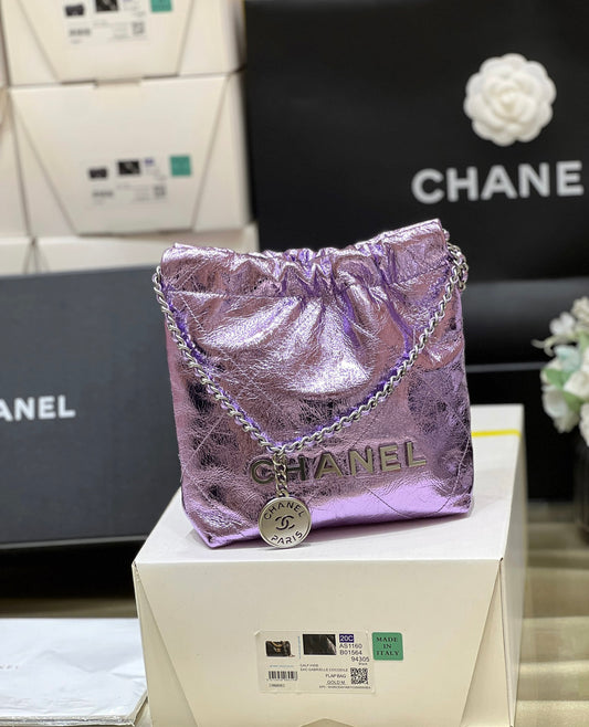 小香家-25C 22Bag Mini金屬皮 紫色