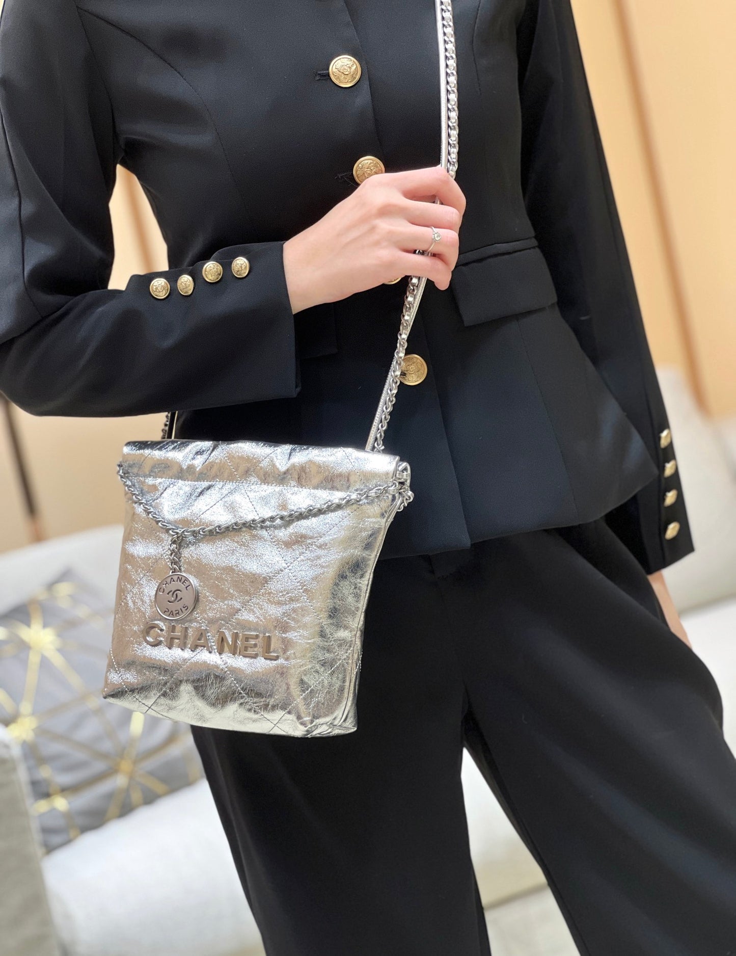 小香家-25C 22Bag Mini金屬皮 銀色